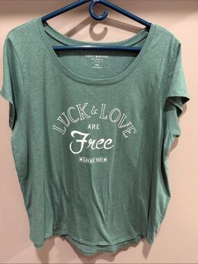 Lucky Brand Green 'Luck & Love Are Free' Graphic Tee XXL